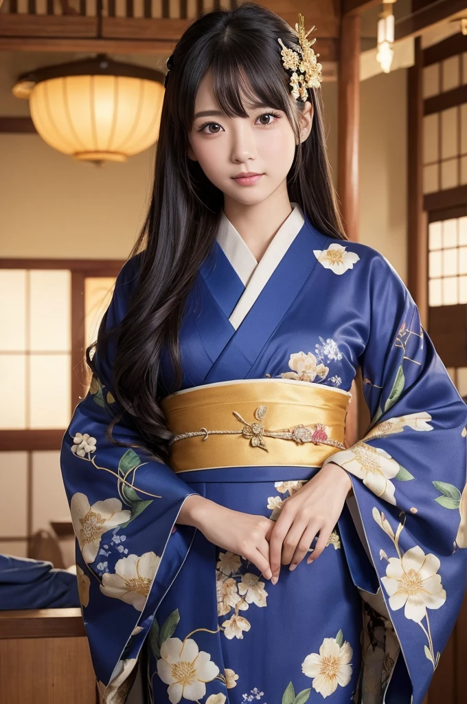 この画像の詳細promptは以下の通りです:
**prompt:**
Depicts a beautiful Japanese character with six arms。Her skin is blue、She is wearing a beautiful Japanese kimono.。The kimono is decorated with a detailed floral pattern.、It features a traditional design。One of her eyes is red、Her hair is dark blue、She has a gold hair ornament。In the background、There is a circular pattern decorated with gold.、The whole thing exudes a mysterious atmosphere.。The character is blindfolded、A bandage is wrapped around the arm。Posing with arms outstretched、It is showing something.。The technique of illustration、The realistic depiction is done with attention to detail.、The texture of the skin and the fabric of the costume are particularly detailed.。In portrait mode、Ultra-realistic live-action finish。
**Specific elements:**
- 六本の腕を持つ日本人美少女キャラクター
- 青色の肌
- 美しい花柄模様の和風着物
- 赤い目とダークブルーの髪
- 金の髪飾り
- 目隠しと包帯
- 背景の金色の円形模様
- 両手を広げて何かを示すようなポージング
- 肌の質感や衣装の生地の質感の細かい描写
- 縦画面の構図
- 超リアルな実写系の描写
このpromptに基づいて、I will create illustrations that bring out the mysterious beauty of the characters and the Japanese-style backgrounds to the fullest.。