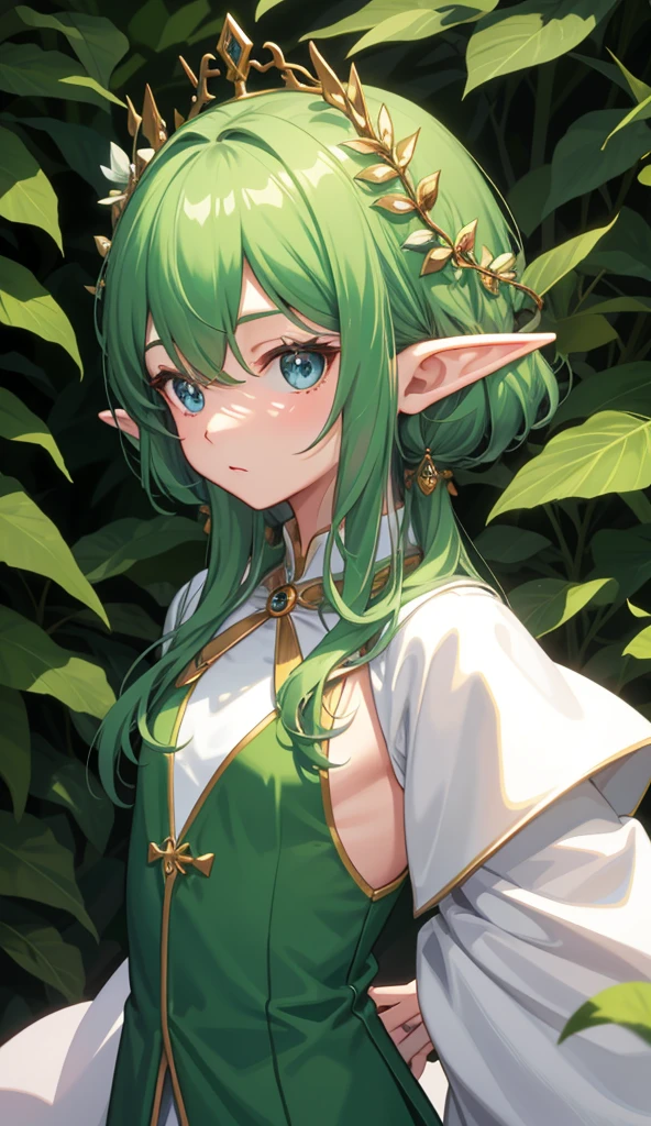 1 man 、Cute Elf、Forester、(small tits)、Upper body portrait、