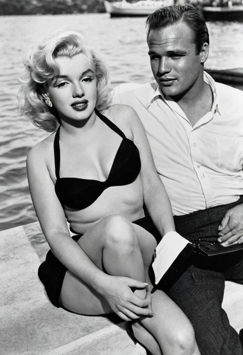 Actress Marilyn Monroe and Actor Marlon Brando as a couple 