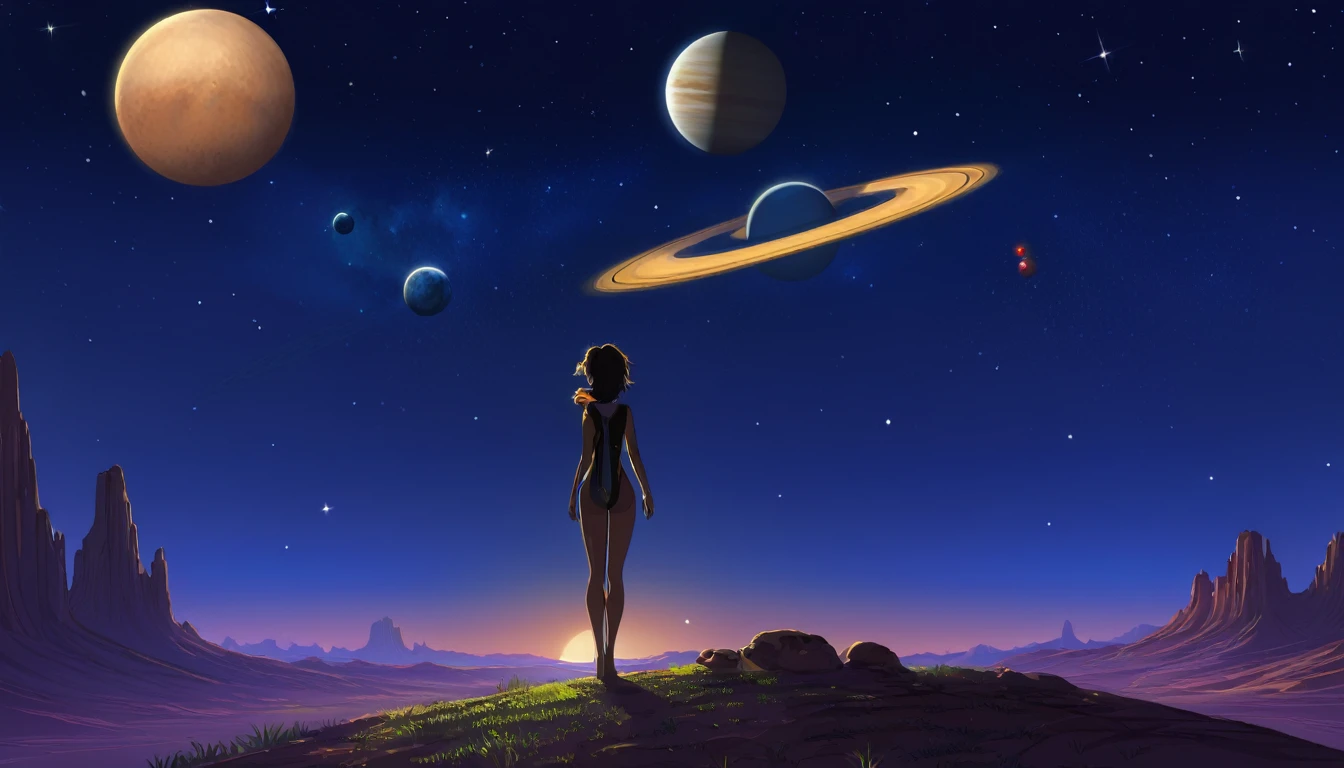 Ukulele, por Genevieve Naylor (Planet Venus, marte, Pluto, saturn in the background); Raby