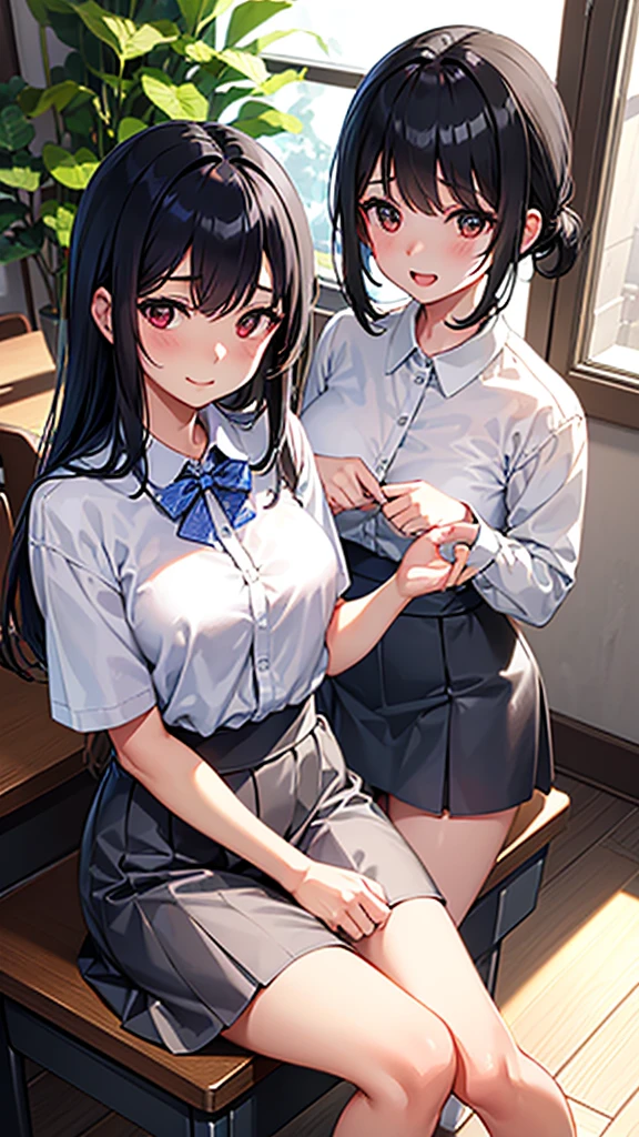 ((best quality)), ((masterpiece)), (details), one girl, sexy ((best quality)), ((masterpiece)), (details), one girl, sexy ((best quality)), ((masterpiece)), (details), one girl, full body, sexy expensive body, expensive, long legs, mature woman, mature, adult, it_nagatoro_main, Hayase Nagatoro, one girl, blushing, alone, uniform polo shirt, short sleeves, black hair,brown eyes, hair accessory, looking at viewer, hair clip, smiling, long hair, dark skinned woman, dark skin, , bangs, daytime, skirt, collared shirt, collarbone, ear clip, mouth closed, tree, asymmetrical bangs, upper body