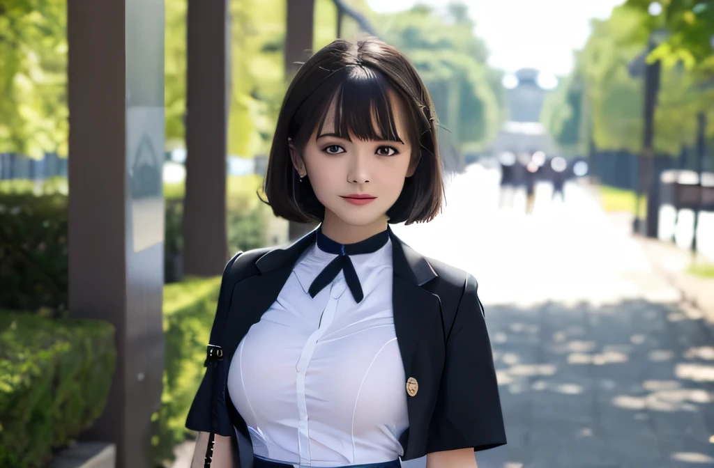 Group photo、((Layered Haircut)),（8k，Highest quality），Full Body Shot，Shot from medium distances，School classルーム，student，class，class，White open-collar shirt、Wear a JK skirt，Full body photo、 Adorable， smile， length, Brown Hair， 32k, masterpiece， Best image quality，Ultra-high resolution，Perfect hands，Black choker、blue eyes、bangs、Very profuse and very long eyelashes、uniform、 School、Summer clothes、((Big Breasts))