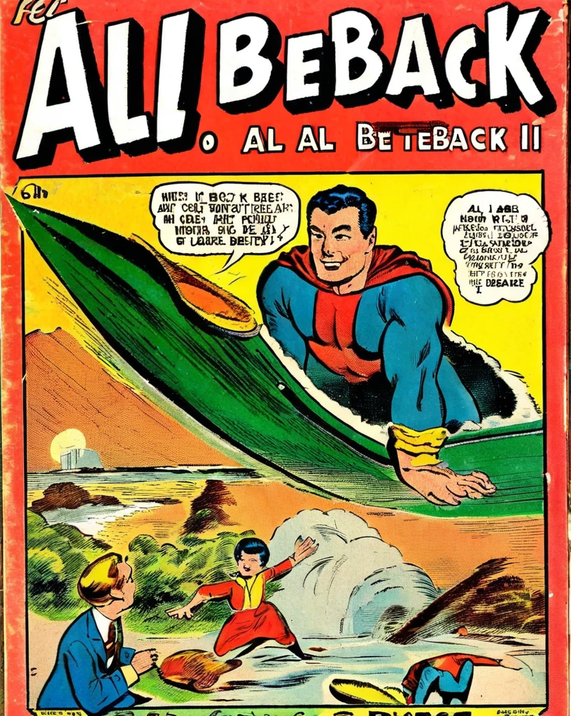 Vintage comic book with title text: "Al Beback (I&#39;ll be back) ",  