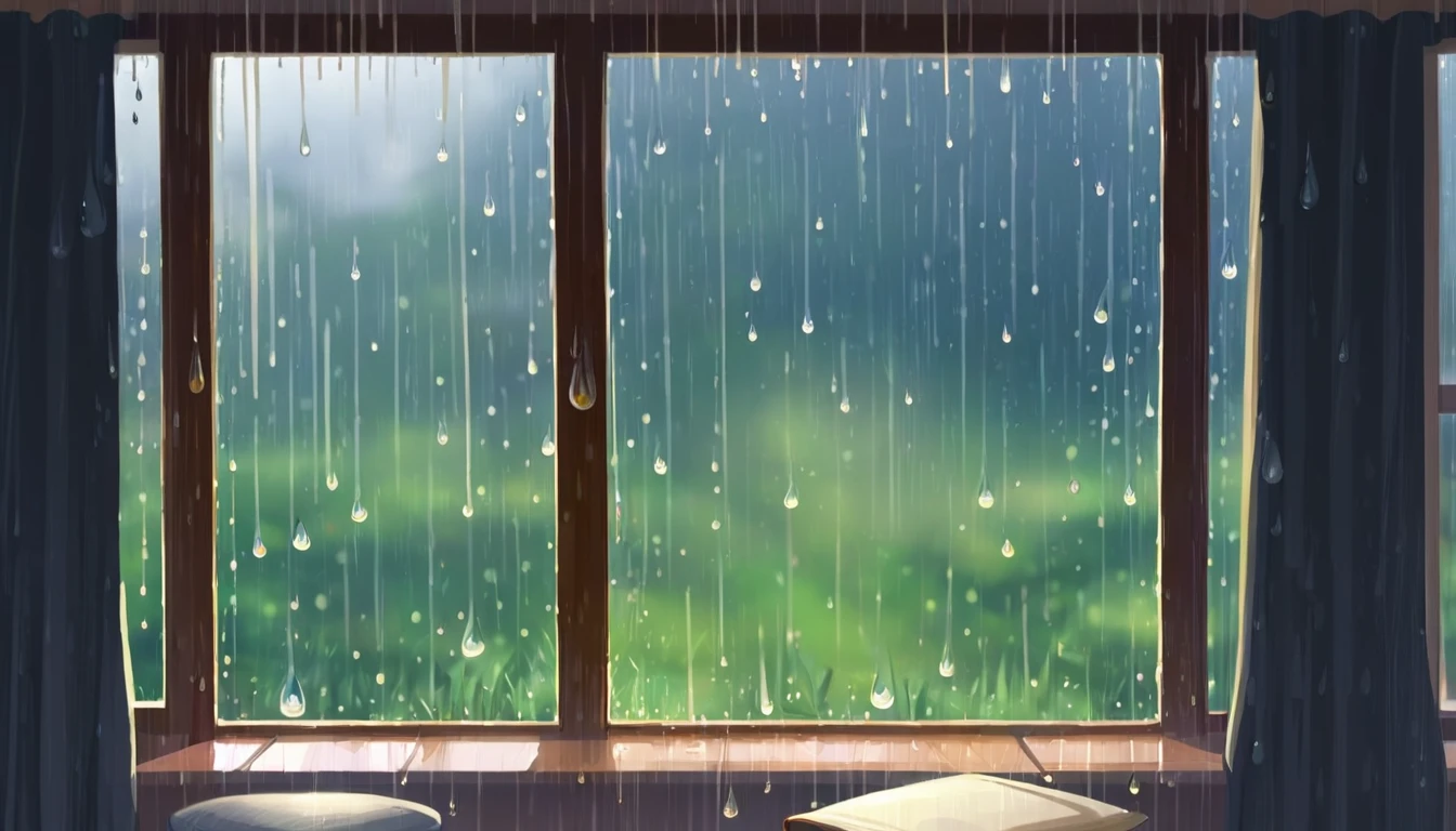 Ukulele, por Genevieve Naylor; (window with raindrops)