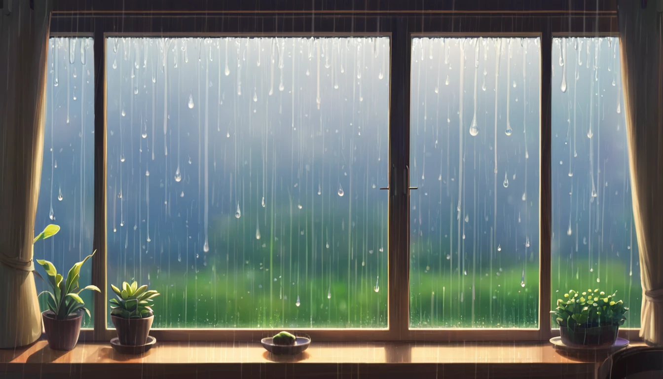 Ukulele, por Genevieve Naylor; (window with raindrops)