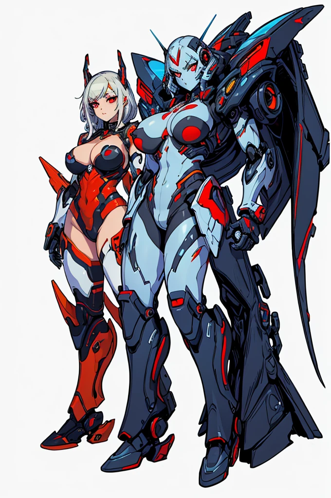 (masterpiece, best quality, high resolution, ((big breasts)) 1 cyberpunk style alien female mecha, red eyes, mecha face,,( white background, stickers. Redmond), ((full body standing)),
