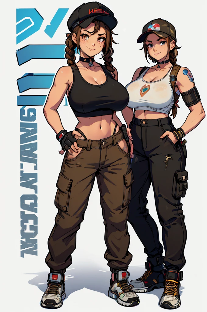 a military woman, well trained body, black sleeveless t-shirt, Exposed collarbone, green pants with camouflage, two leather belts with gun pockets, dark brown hair, carving, Brown eyes, hazel left eye, left eye with a scar, kitchen, angle from above, looking at the viewer, flirtatious smile, slight blush on the cheeks.
