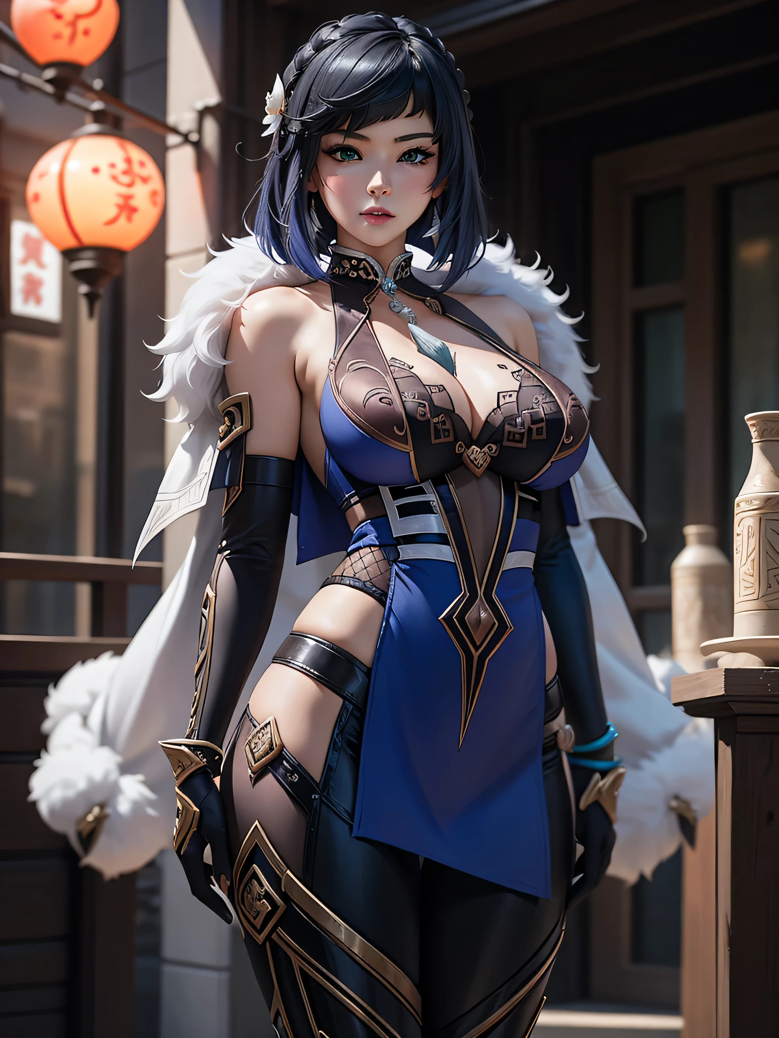 A sexy woman wearing a white and pink lotus lace armor skirt, Chengwei Pan on ArtStation, by Yang J, detailed fantasy art, awesome character art, Fanart Mejor ArtStation, epic exquisite character art, beautiful armor, Extremely detailed artgerm, Detailed digital anime art, Artgerm and ArtStation Pixiv, armor girl, cleavage big breasts:1.2, (mini skirt:1,5)