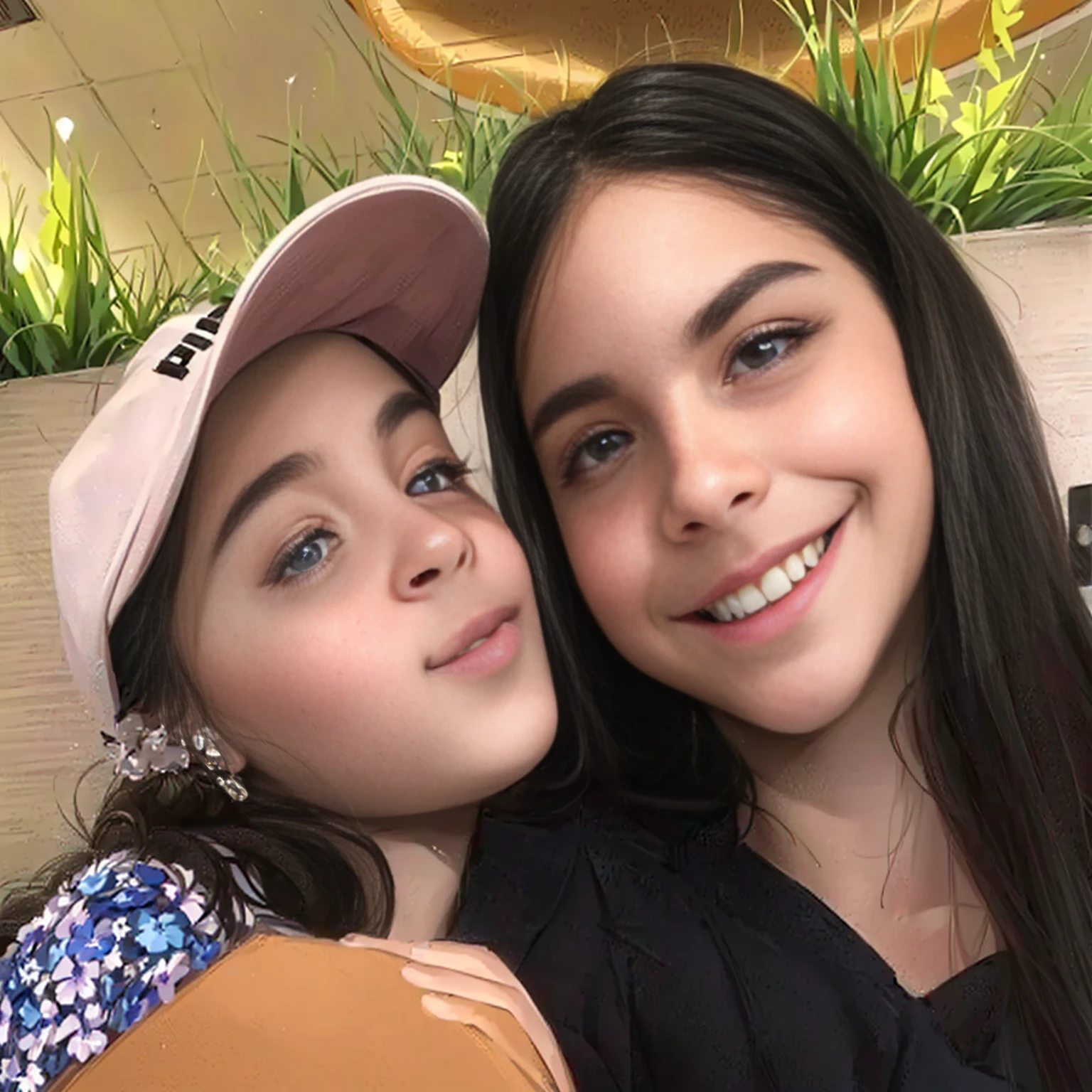 there are twogirls that are posing for a picture together, 📷 absence and rumpleteazer, modeling for candy and gabanna, charli bowater and artgeem, taken at the beginning of 2020, profile image, sisters, twogirls, gorgeous faces, beautiful girls, both smiling at the camera, violet myers, cartoon, kawaii