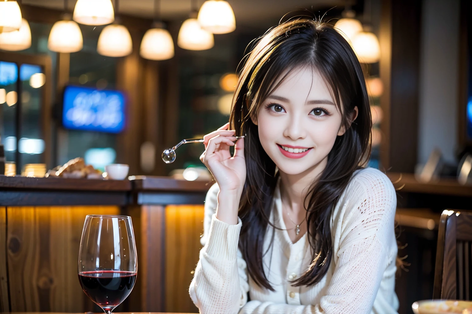 ((Highest quality、8k、masterpiece:1.3))、Shortcuts、cute、slimカップル、modelカップル、actress男優、(Realistic, Intricate details:1.2), full-course dinner、Wine Party、Amazing view of the sunset sky and clouds、A bright smile、short hair,Bright Face、45 years old), 42 years old, red wine 、Appetizers、Italian food、Wine bottle、Champagne、sparkling wine、Two beauties、Brown Hair、Shortcuts、Long sleeve shirt、dress、Beautiful woman 1, (slimな顔), (The body is slim), (Brown Hair), (Shortcuts), cheeks turn a little red,Attractive beauty、restaurant, In a prominent place (From the waist up) Nova Frog Style, actress, model, Upper Body, White wine, slim, wine glass, 中央に置かれたwine glass, smile, (smile: 1.15), Beautiful fine grain, Depth f/2,saturation, High Contrast, Strong light and shadow,Moist Body:1.5、3D texture、Delicate eyes、Brown Hair、The hair is very shiny、