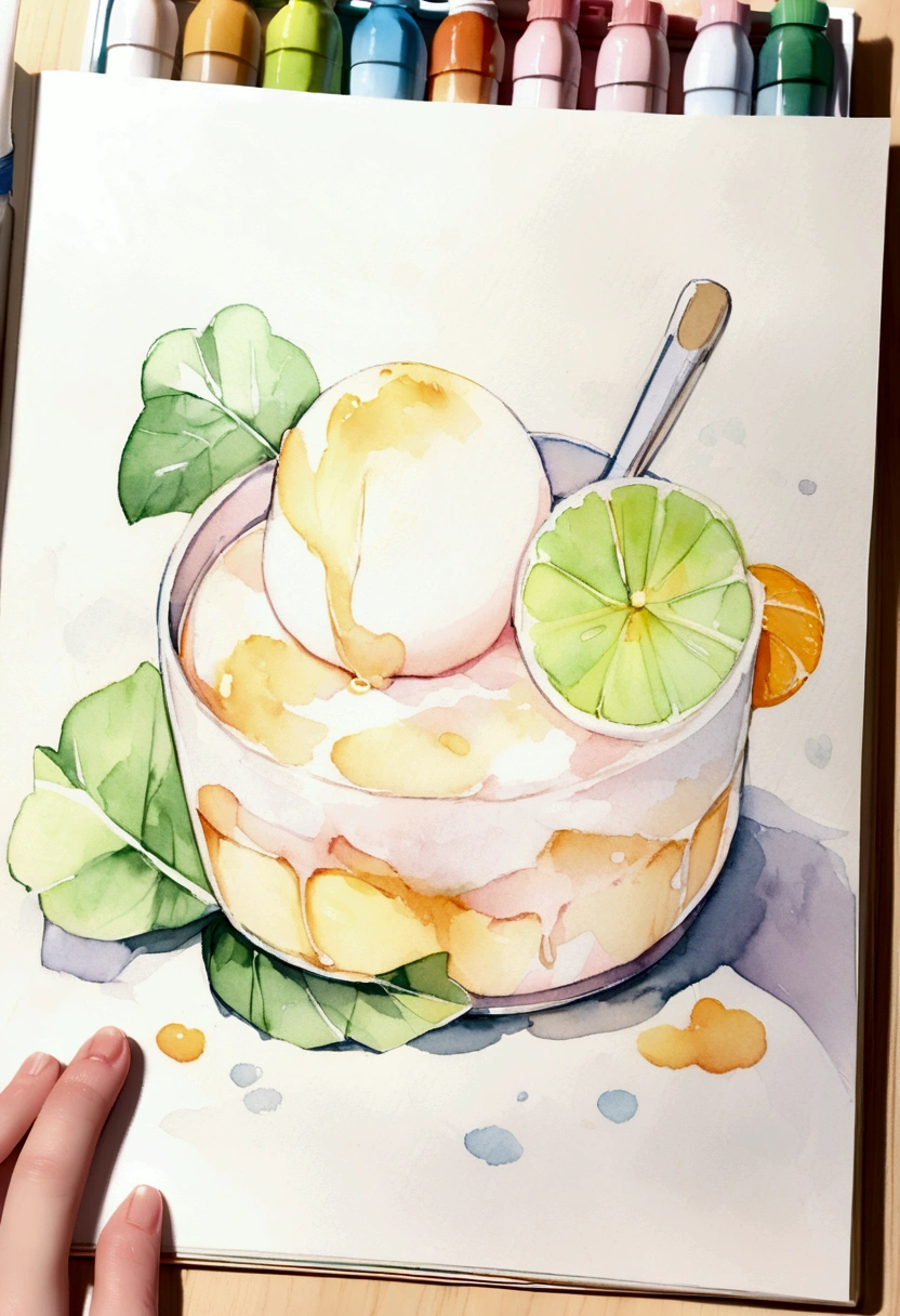 Yogurt bottle Picture books Watercolor