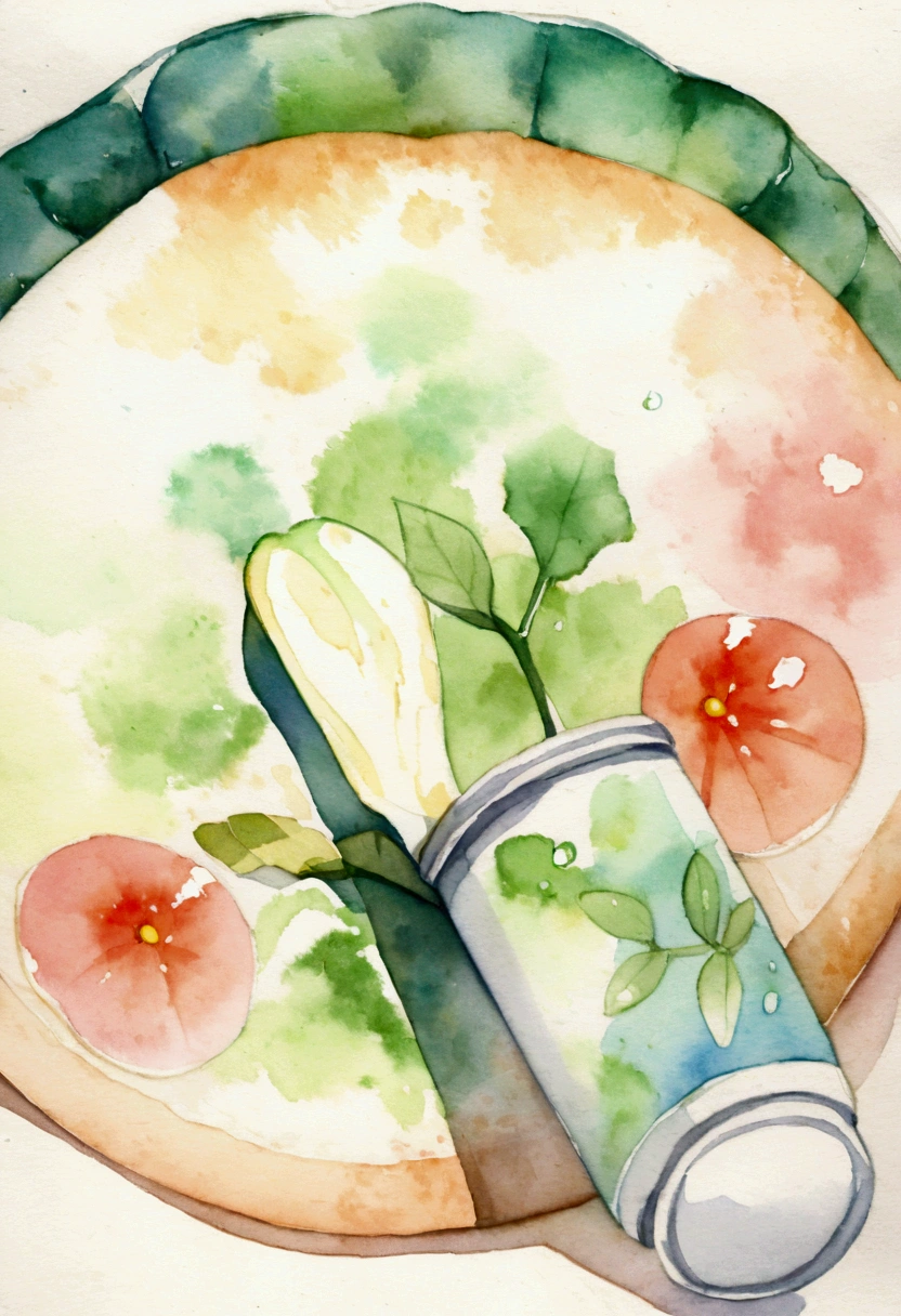 Yogurt bottle Picture books Watercolor