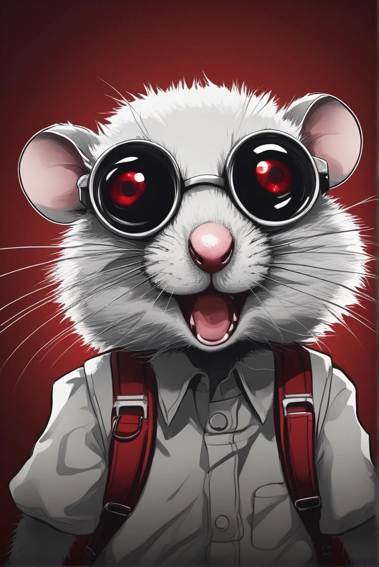 Unnerving, Unsettling, Odd, darkness, red, emptiness, loneliness, fear, Niji - Horror Style, internet horror face, insanevoid, extra eyes, horror theme, Blood, creepy_pasta, Cute, Adventurous, Explorer, Mouse, Rat, Wanderer, Travel, Goggles, Detailed, High Quaility, Good Quality, Best Quaility, manga panel, monochrome, sketch background, 