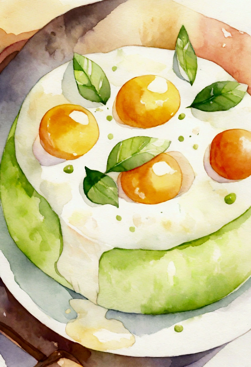 Tasty looking yogurt(Yogurt)A small eating Picture books Watercolor