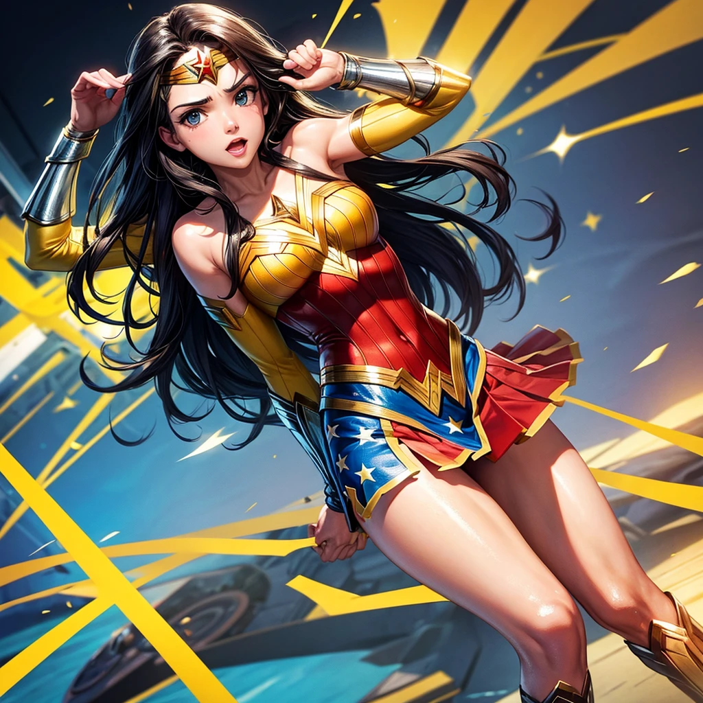 Wonder Woman wearing the yellow jersey of the Brazilian team