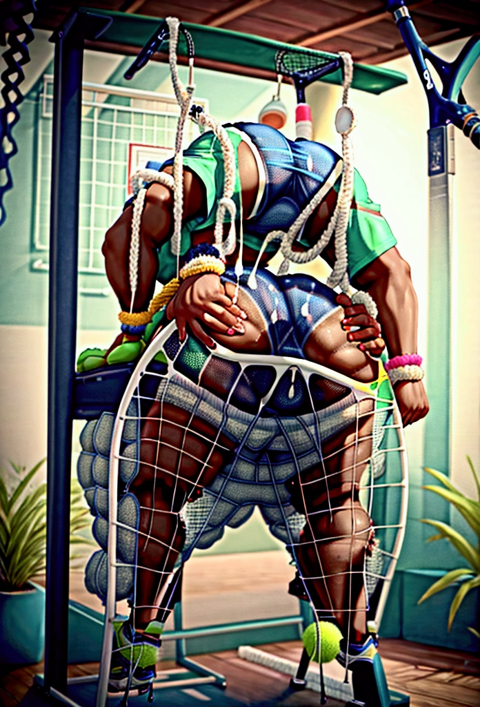 1, tennis player, female, dark skin, masturbation, grabbing own ass, masturbating, fingers in pussy, hyperass, giant , huge , big , oiled up, 🥵 , shaking ass, twerking
