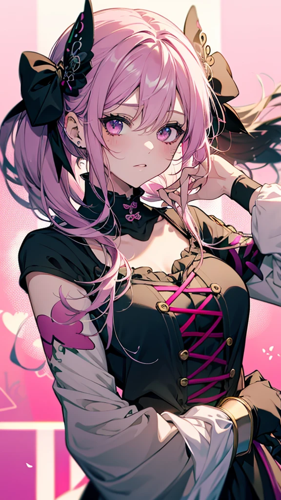 Close-up of a girl with pink hair and a pink background, Decora style illustrations, Anime atmosphere, 1 7 year old anime goth girl, Anime art style, Anime Aesthetics, Cute art style, Anime Style, Pastel Goth aesthetic, Anime Styleイラスト, Anime Style 4k, Anime Styleアートワーク, Anime Moe Art Style, Pastel Goth
