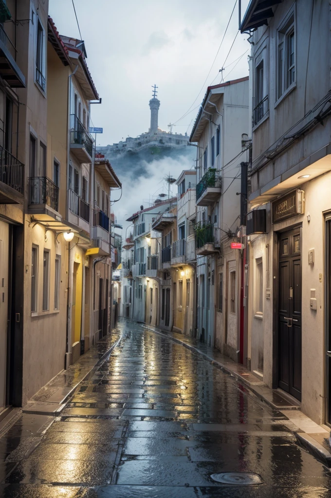 make a city of greece, more modern, just raining