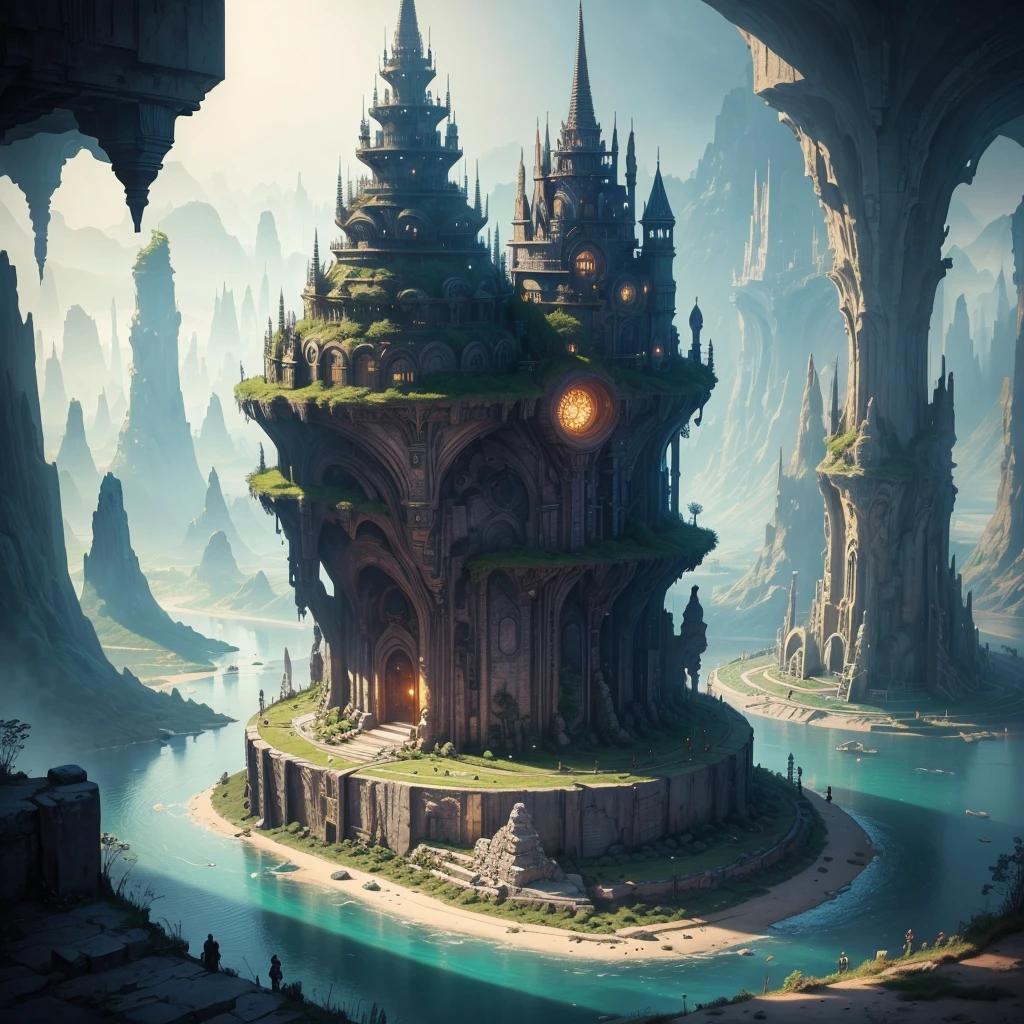 Best Quality,8k,Huge underground city,Underground Labyrinth,mysteriouultidimensional,A world beyond imagination,High Dimension,Fantasy,Different space,Nature,romantic,A world beyond imagination,Dream world,Huge river,masterpiece,最高masterpiece,perfection,
