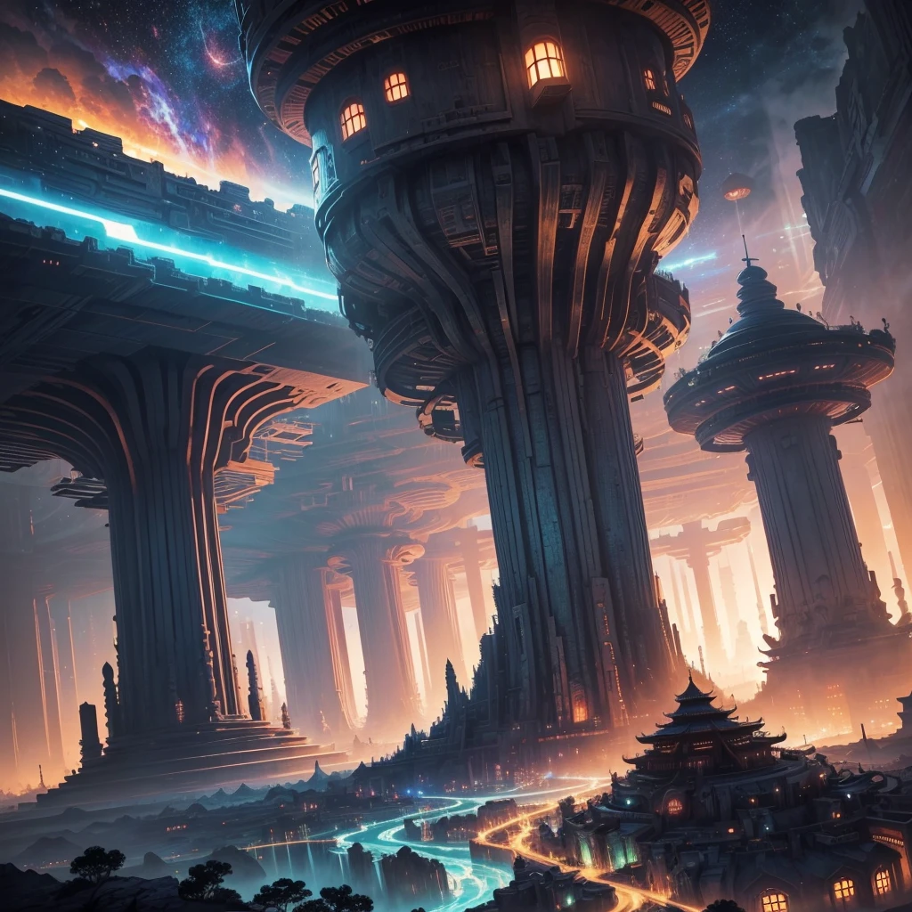 Best Quality,8k,Huge underground city,Underground Labyrinth,Anime Art,mysterious,Super huge structure,Super huge torii,Multidimensional,A world beyond imagination,High Dimension,Fantasy,Different space,Nature,romantic,A world beyond imagination,Dream world,Huge river,masterpiece,最高masterpiece,perfection,