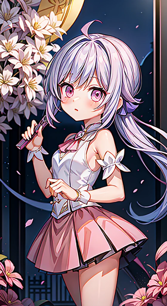 Anime girl in pink dress holding a knife and a pocket knife, ayaka Genshin Impact impact, Genshin Impact, keqing from Genshin Impact impact, Genshin Impact impact character, Cute anime girl in a beautiful skirt, Shatir from Overlord, ayaka game Genshin Impact impact, Gu Weiss, Portrait of a magical girl, Maintain your posture