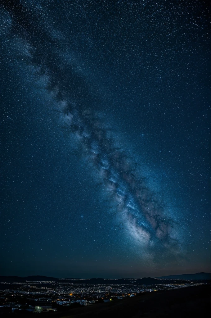 A landscape of only the starry sky with an intense bluish color