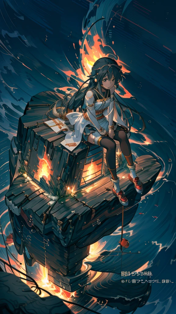 anime girl With headphones sitting on a rock, Burning, With headphones, Nightcore, (anime girl), Another Iwakura, Photo of a-1, Kantai Collection Style, anime moe artstyle, With headphones, inspired Burning, anime girl, anime!!!!!!!!!!!!!!!, anime girl with long hair, an anime girl