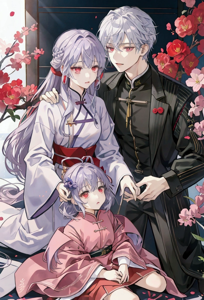 派手なSilver Hairのmale性二人、host、watercolor、Line art only、The one on the right has red eyes、The one on the left has purple eyeale性二人、Silver Hair、Contains mesh、male性、二人ともmaleなんだってば!!!!!!male!!!!!!!!!!1