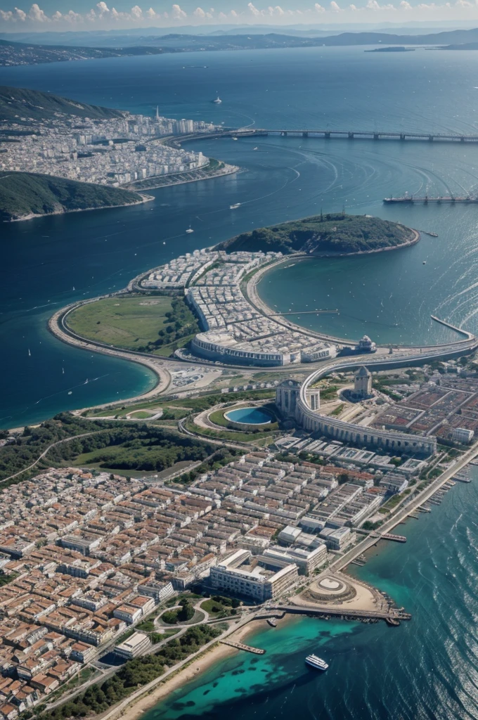 city of greece seen from above, but more modern