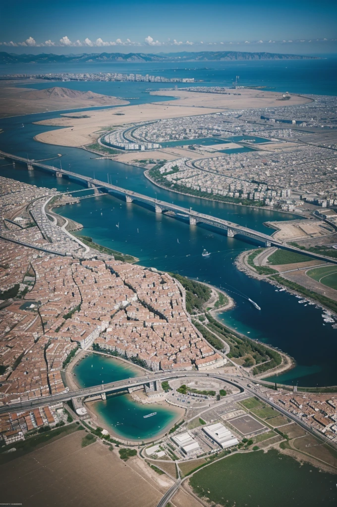 city of greece seen from above, but more modern