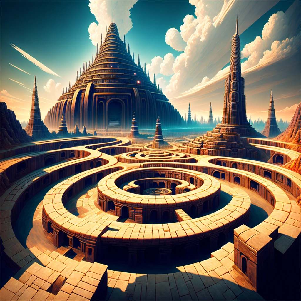 Best Quality，8k，Huge underground city，Underground Labyrinth，Anime Art，mysterious，Super huge structure，Super huge torii，Multidimensional，A world beyond imagination，High Dimension，Fantasy，Different space，Nature，romantic，A world beyond imagination，Dream world，Huge river，masterpiece，最高masterpiece，perfection，