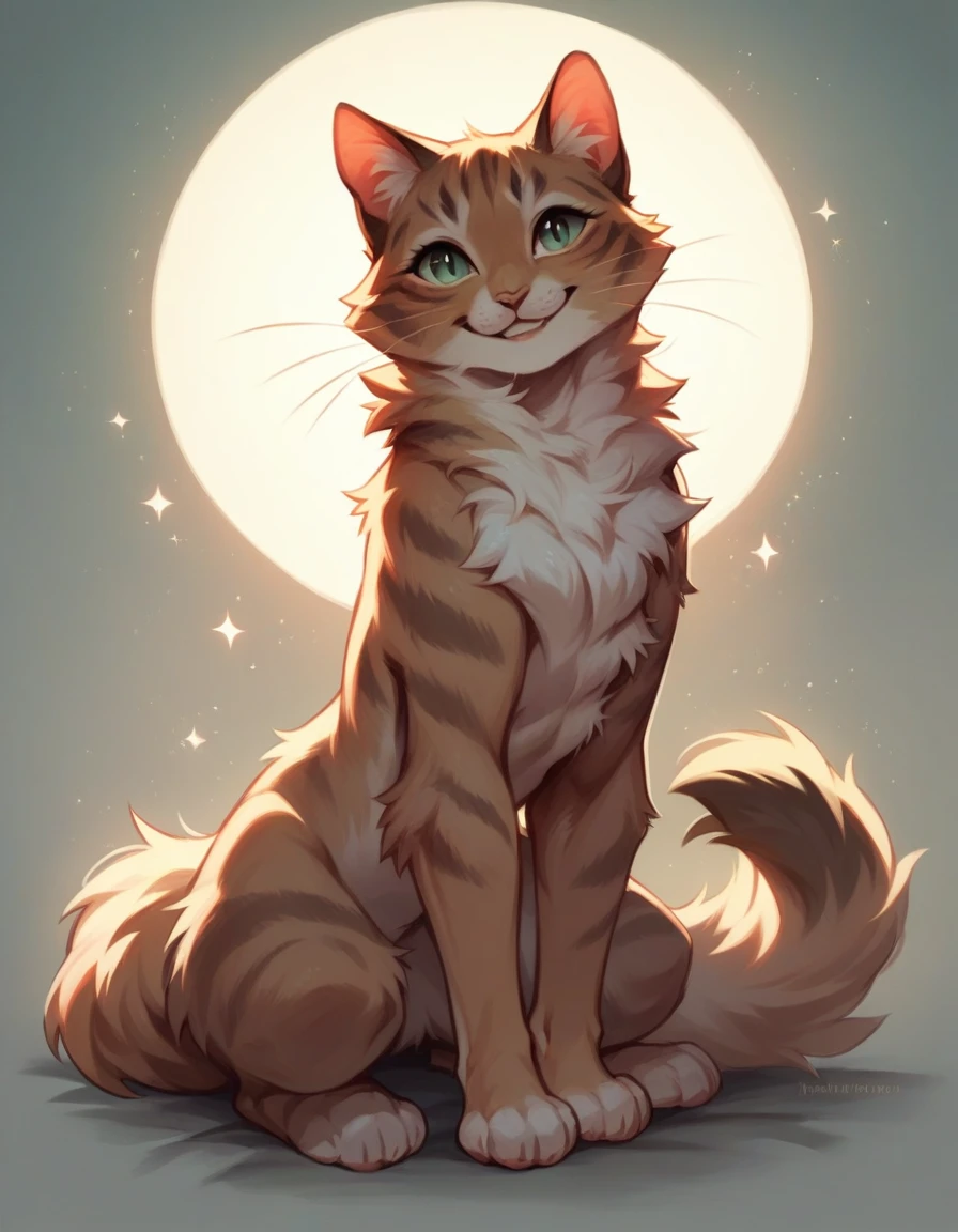 Fluffy kitty, full length cat girl, Cat Girl, Three-Quarter Pose, detailed face, Dynamic lighting, Great quality, smile, detailed character design, chest with fur, fluffy fur