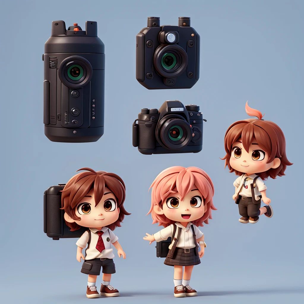 The character is a funny 2D Chibi-style camera