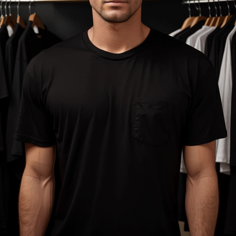 Man wearing a black t-shirt with no details, fundo traders