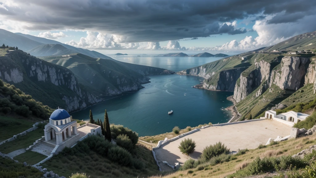 Landscape of Greece, just raining