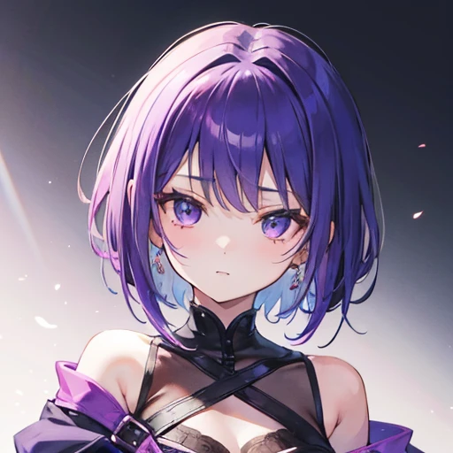 Young girl with short purple shoulder-length hair