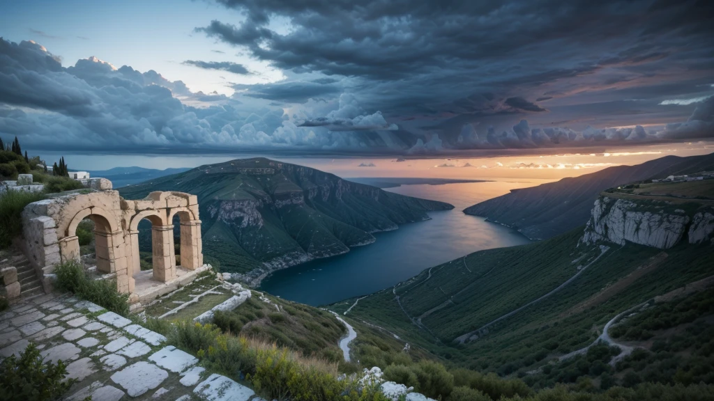 Greece landscape in a stormy