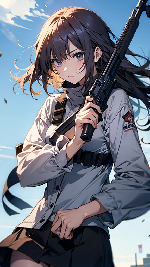 Anime girl holding a gun, from Girls' Frontline, Fine details. Girls' Frontline, From Arknights, Girls' Frontline style, Cyberpunk Anime Girl mech, Girls' Frontline cg, m4 sopmod ii Girls' Frontline, Mechanized Soldier Girl, Girls' Frontline universe, Wearing technical clothing and armour, female Cyberpunk Anime Girl, Cyberpunk Anime Girl