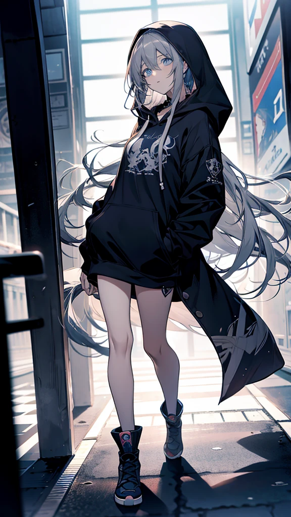 anime girl with blue eyes and black hoodie posing for a picture, (anime girl), perfect Gray-haired girl, inspired by Ib Eisner, anime character, anime!!!!!!!!!!!!!!!, emo anime girl, as an anime character, anime style, Nightcore, Gray-haired, She has white eyes!!!, tall anime guy with blue eyes, anime style”, Neferpitou