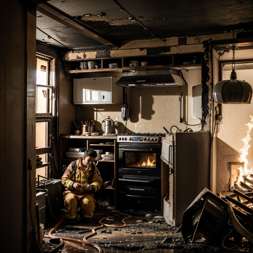 short circuit in the kitchen causing a devastating fire in his house