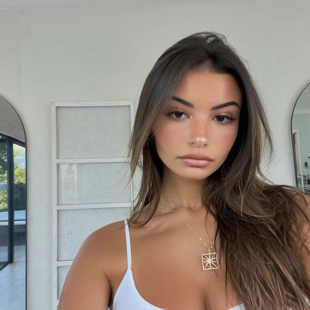 Femme arafed avec de longs cheveux noirs et un haut blanc, 18 ans, portrait emily ratajkowski, Très beau visage, portrait de demi rose, très beau modèle, clear portrait selfie voyant un peu le sol, Visage impeccable, Un visage extrêmement beau, belle fille modèle, portrait de chaussette rose, beau visage, belle jeune mannequin, Emily Ratajkowski, Portrait de Sophie MuddSourire,