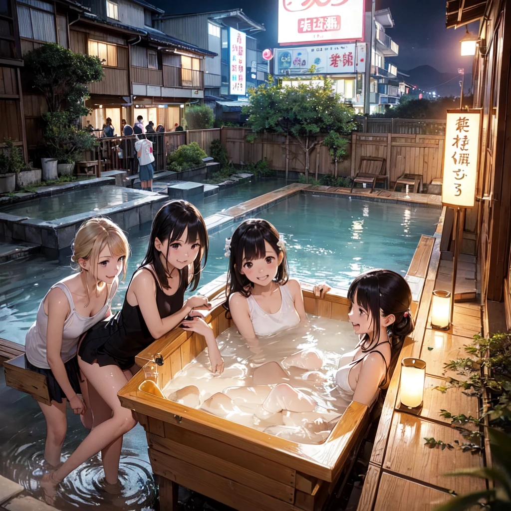 BEST-QUALITY, MASTERPIECE, ULTRA-HIGH-RESOLUTION, (PHOTOREALISTIC:1.4), RAW-PHOTO, ULTRA DETAILED,
late at night, at Japanese open-air bath, lots of steam rising up from hot spring,
(3girls, all 7--old, ving fun in water of hot spring, all members of the most popular Japanese idol group),
all extremely cute faces like a Japanese idol, all amazingly beautiful big black eyes, all beautiful skins, all very beautiful hands and bodies,
all detailed faces, all detailed eyes, all detailed hair, all detailed skins, all detailed bodies, all detailed hands