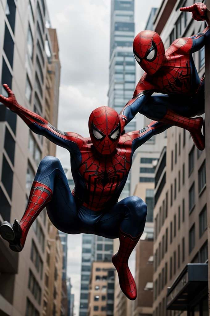 Create an image of spiderman with several animated children 