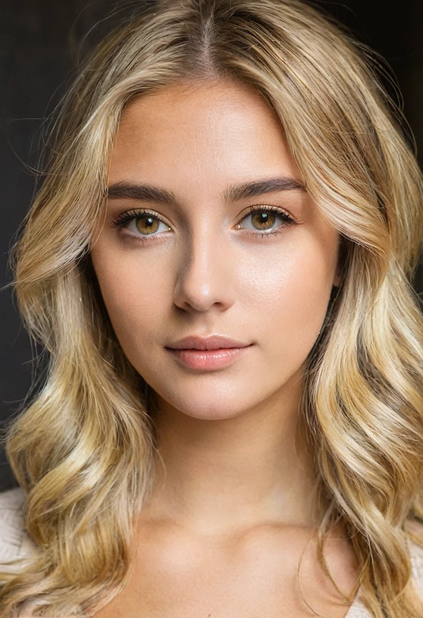 A girl with blonde hair and light brown eyes