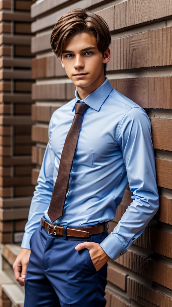 19 year old male wearing tie and lomg sleveed button up with belt and tucked in
4K HIGH REZ
Physical Description: Brown colored hair and skinny build. 5"5 and 150 LB. Blue eyes.
.