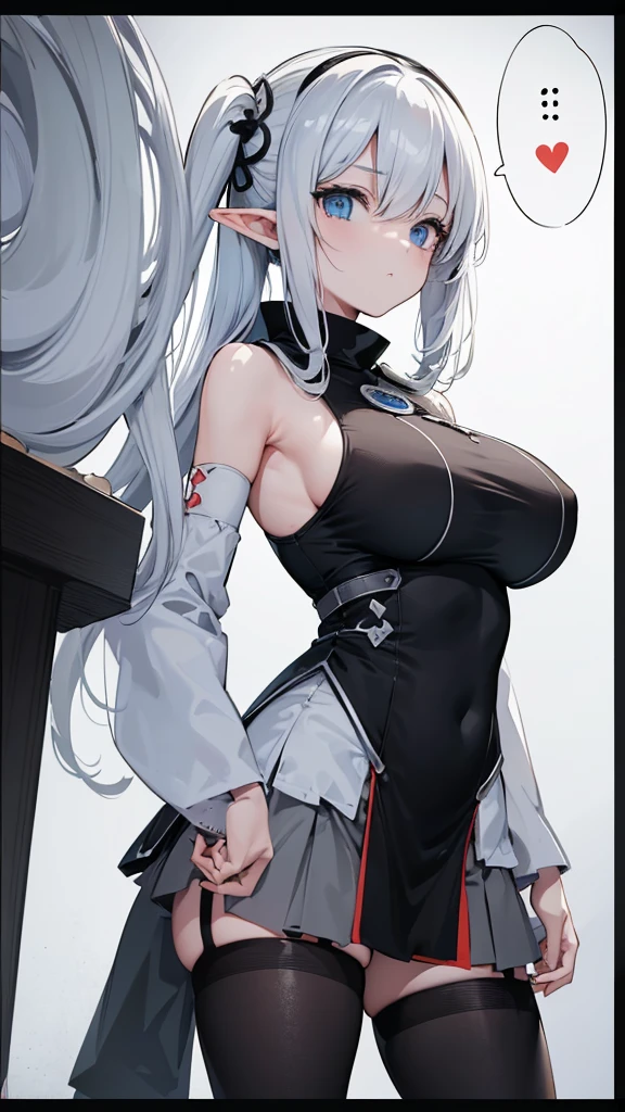 High resolution, 8K Ultra HD, ((best quality)),((white and black)), ((mono)), Japanese manga. ((((3 Frame division)))). ((Speech bubble)). Onomatopoeia. elf warrior.