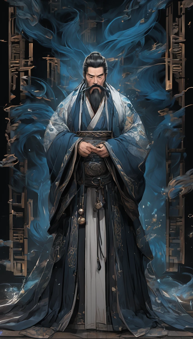 Line art drawing comic a perfect handsome male, Clear Face, 40-year-old man, beard, Hanfu, ((whole body)), despair, Detailed face,Perfect hand-crafted detail,Dark Background,sorrow,
cast (unfathomable,Bamboo Flooring,Rain Glass Panel Brownian Motion,Diagonal lines,Zenith angle,Dust storm,Superfluid,ball,oval ,Flowing magic:1.0)| king, (Vibrant,Illuminate,Enthusiast,cycle,dark blue,Chrome Yellow Arcanum,Dazzling,shine ,liquid crystal,Space dust,Teleport,The Magic of Dashed Lines:1.0) Purification spell, Trace the symbol on the parchment with a quill, Precisely craft a spell, Astral Sparkle, Simple Positive XLv1, Ultra-high resolution, wallpaper, 8k,Richly textured details, Elevation, A magnificent composition, . graphic illustration, Comic art, graphic novel art, Vibrant, Very detailed . Professional, Sophisticated, Modern, Minimalist, graphic, Line art, vector graphics