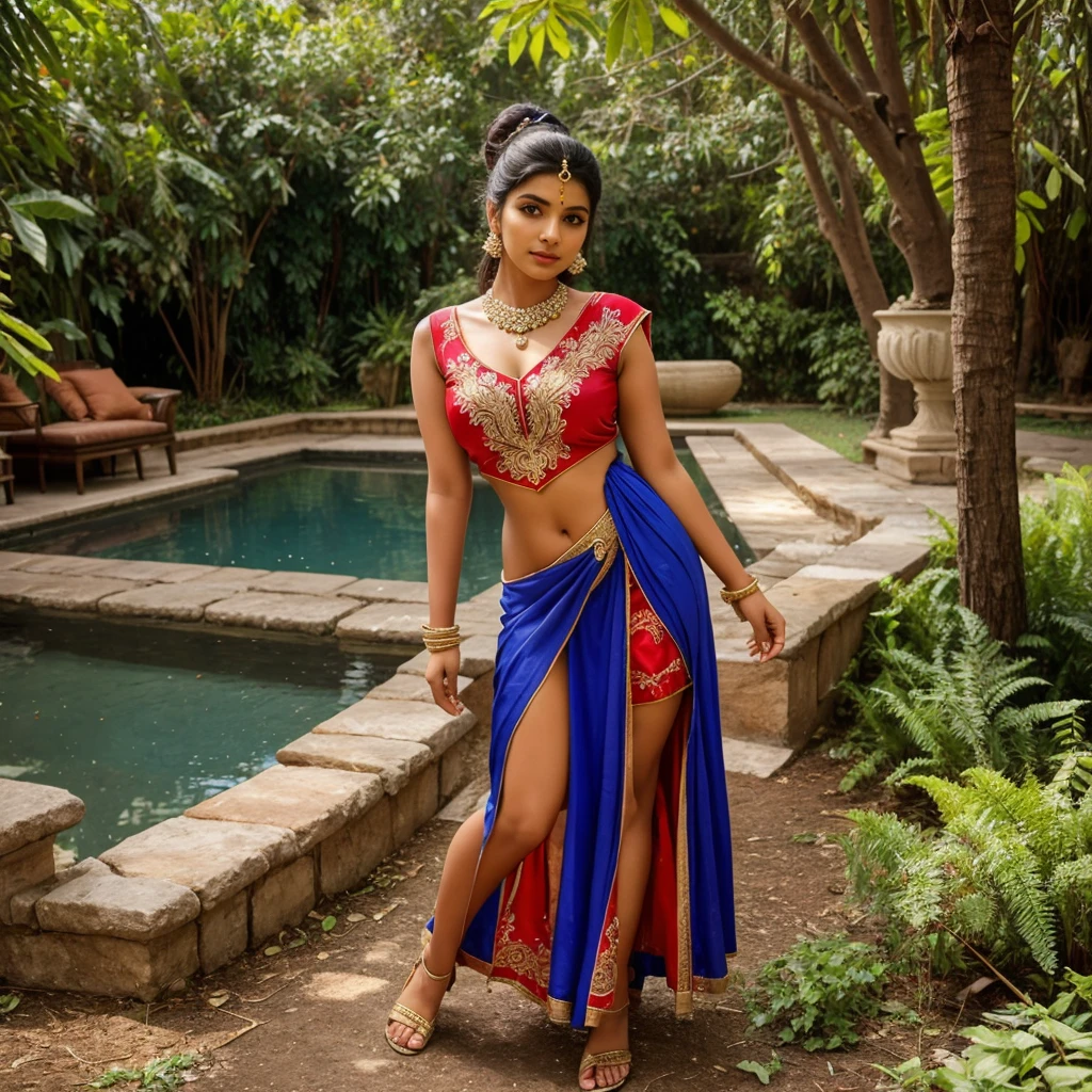 Beautiful 20 years indian girl beautiful colorful fitting dress unique pose