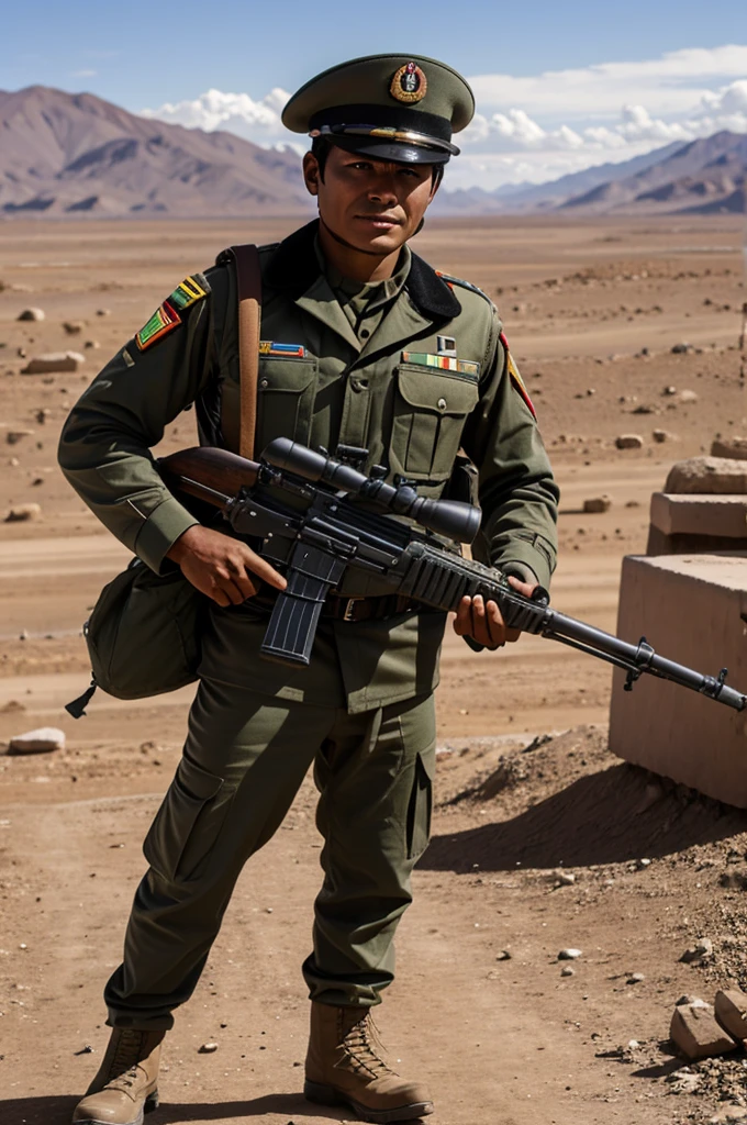 A Bolivian soldier who says thank you