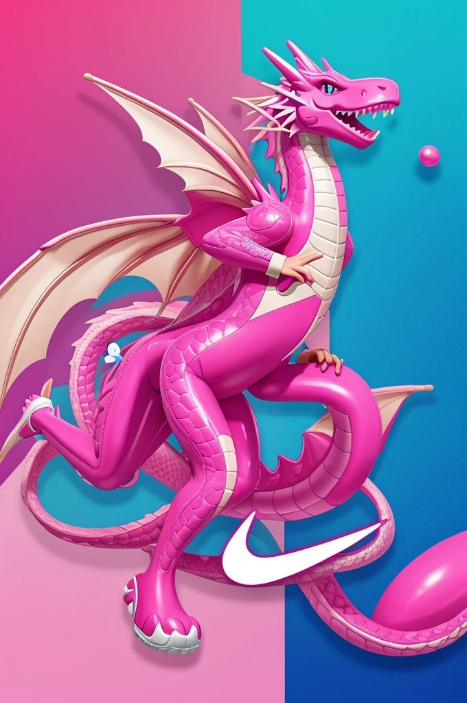 Make the bubblegum dragon dressed in Nike